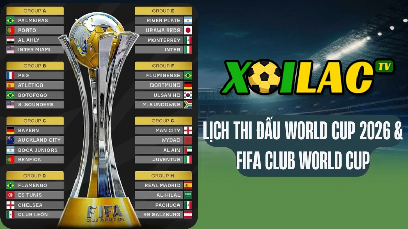 Lịch thi đấu World Cup 2026 và FIFA Club World Cup 2025 trên Xoilac TV
